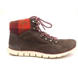 Cole Haan Boots Women's 9 B Zero Grand Hiker Brown Leather Red Plaid Boots